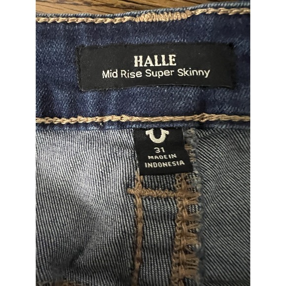 True Religion Halle Super Skinny Jeans Women's 31x28 Mid Rise Dark Wash USA Mad - Picture 3 of 3